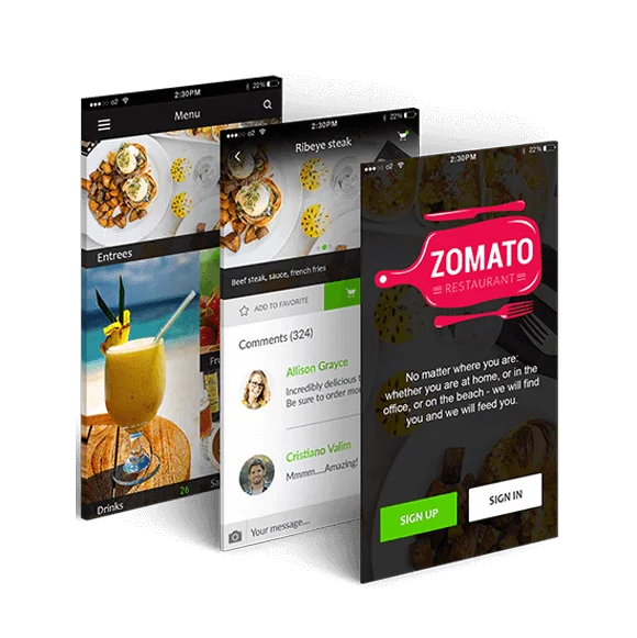 The Zomato Restaurant Mobile Application, showcased in Appingine's collection of projects.